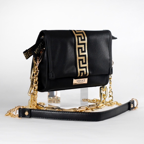 VERSACE Crossbody Clutch Bag Limited Edition NEW Black Gold - Picture 2 of 8